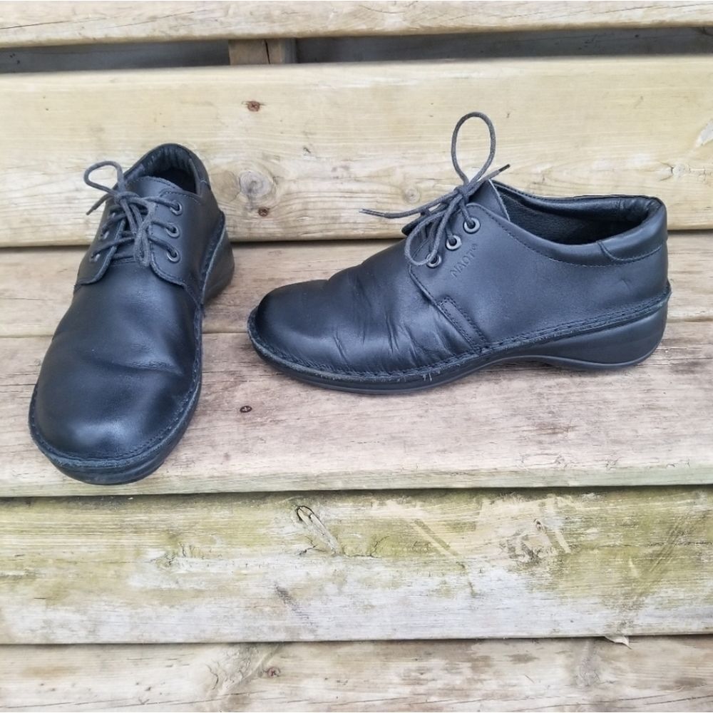 Naot Shoes Comfort Black Leather Round Toe‎ Lace Up Low Top Oxfords Size 41